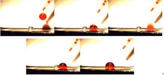 蓮葉效應圖紋晶片液珠混合過程