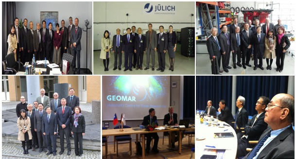 NARLabs delegates taking photo with German research organizations, clockwise from top left: DLR、Jülich、MARUM、GFZ、GEOMAR.