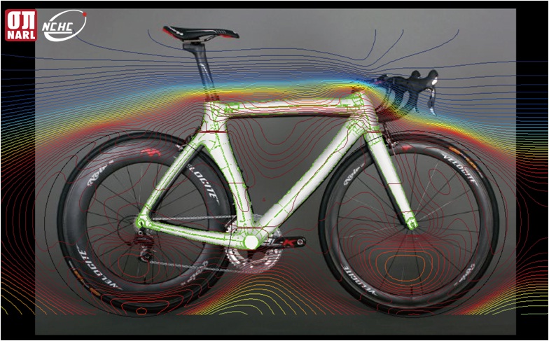 Real-time simulation of the air flow passing by a real bicycle