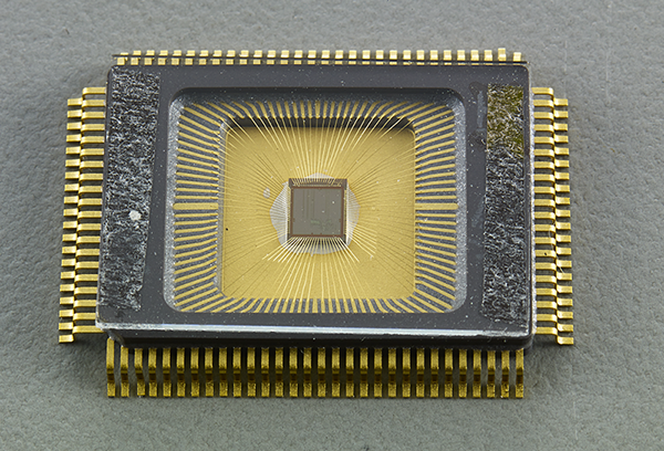 晶片中心開發之系統晶片(中間為裸晶，外圍為打線封裝)